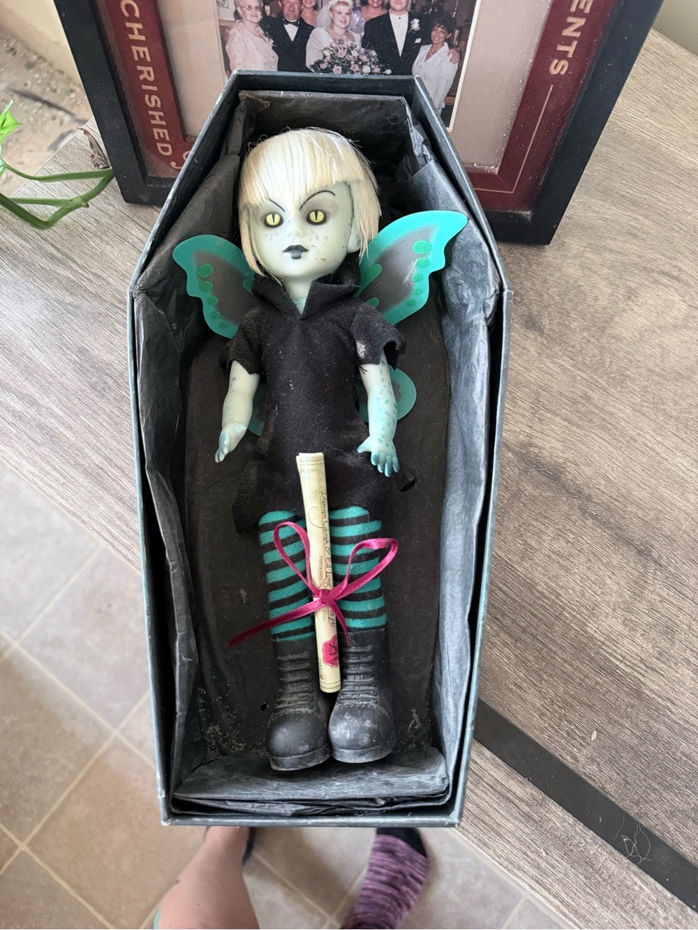 Living Dead Doll 21 gothic Fairy Figurine in Teal & Black. Absynth